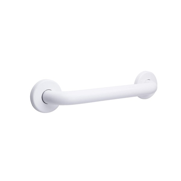 CSI Bathware BAR-SB12-TW-125-PW Stainless Steel 12-Inch Grab Bar, Straight Safety Bar, Concealed Flanges, White Powder-Coated Finish
