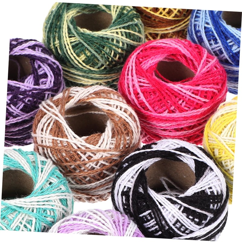 Tofficu Multi-Function Embroidery Thread Kit 12 Rolls Cotton Yarn for