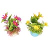 2pcs Artificial Aquarium Plants Silicone Flowers Reusable Resin Pots Fish