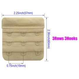 LeonHien Women's Bra Extenders 3 Hook, Soft and Comfortable Bra Strap Extension (Bra Extender 3 Hook White/Beige)