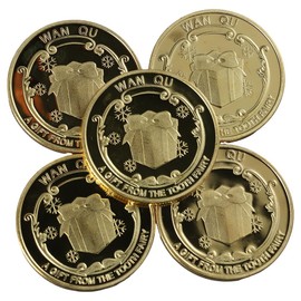 Risedot Tooth Fairy Gold Coins, Commemorative Coin Collection Experience Gift (5 Pieces)