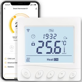 MOES Smart Thermostat Underfloor Heating Electric, Room Thermostat Underfloor Heating WLAN Programmable Compatible with Alexa/Google Home, Smart Life/Tuya App