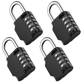 Puroma Combination Lock 4 Pack 4 Digit Waterproof Locker Locks Secure Outdoor Padlock for Gym Lockers, Toolboxes, Gates, Fences, Storage, Sports Locker, Cabinets (Black)