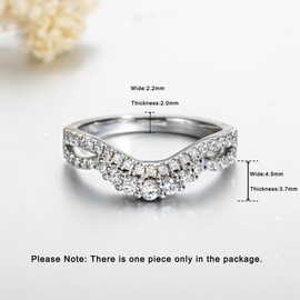 CannyCat Moissanite Ring Guard Enhancer for Engagement Anniversary Ring D-color Lab Created Diamond Eternity Wedding Band for Women Platinum Plated Silver Twisted Vine Curved Stacking Ring [ONE PIECE ONLY] (5)