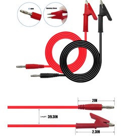 2Pcs 4MM Banana Plug to Alligator Clips 15A Test Lead Wire Cable Set 14AWG for Multimeter Oscilloscope Testing Probe 1M