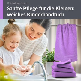 Lashuma Set of 4 Toilet Guest Towels Small Purple Lilac London Children's Towels Cotton 30 x 50 cm