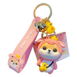 Moerstar Cute Cartoon 3D Shiba Inu Keychain, Cute Shiba Inu Keychain, Couples Keychain, Accessories, Silica Gel, Car Keychain, Metal Keychain, Easy to Carry, Cute Animal Pendant, Metal Keychain, pig