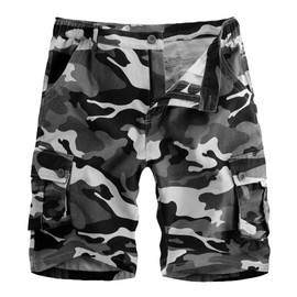 APTRO Mens Cargo Shorts Combat Shorts for Men UK Cotton Camo Shorts with Multi Pockets Summer Workwear Camo Grey CS05 42