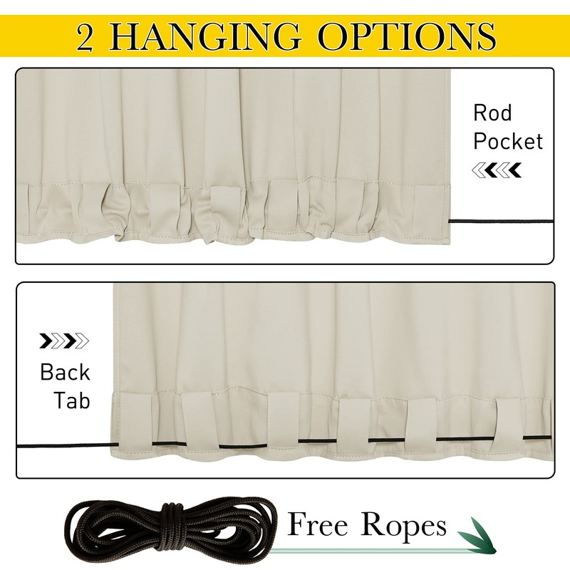 NICETOWN 2 Panels Weighted Blackout Curtains Patio Waterproof Outdoor Curtains,