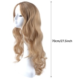 MUNSKT Lange blonde lockige Perücke für Frauen, 27 Zoll gewelltes Kunsthaar-Ersatzperücke, perfekt für Kostümpartys, langlebig und elegant.