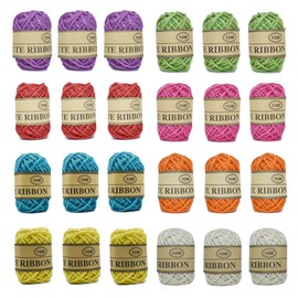 24 Roll 8 Color Jute Twine Natural Jute String 2mm 3 Ply Twine String for Artworks, DIY Crafts Gift Wrapping Twine, Picture Display and Embellishments Gift Package