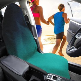 Car Seat Cover Towel, for Gym, Workout, Running, Swimming, Beach and Hiking, Universal Fit Non-Slip Waterproof Sweat Towel Bucket Seat Covers for Drivers Cars SUV Trucks (Black and Green)