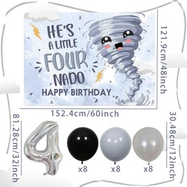 Fournado Birthday Party Decorations Boy Tornado 4th Birthday Party Supplies Four Nado Banner for Boys