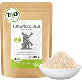 bioKontor Flohsamenschalen ganz BIO 1000g (1 kg) I 99% Reinheit psyllium husk I 100% Bio I indische Flohsamen Schalen geschrotet low carb I Rohkostqualit?t von bioKontor