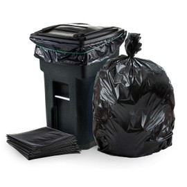 Plasticplace 64-65 Gallon Trash Can Liners for Toter │ 3.0 Mil │ Black Heavy Duty Garbage Bags │ 50” x 60” (25 Count),W65LDBTL3