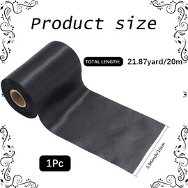 CABODYALS 20M Black Single Face Satin Ribbon Double Faced Solid Silk Trims Wide Grosgrain Ribbon Dark Polyester Fabric Trims for Gift Wrapping Christmas Decorations Bows Bag Diy Craft Supply
