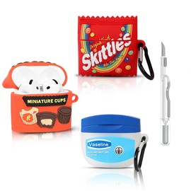 (3Pack+Cleaner Pen) XMBYGY Case for AirPods 4 Wireless Earbuds with 3 in 1 Cleaning Pen kit, Silicone Cute Cartoon Charging Case Shockproof Protective Cover and Carabiner for AirPods 4th Generation