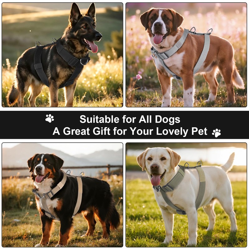 No Pull Dog Harness, Heavy Duty Tactical Dog Harness, Adjustable