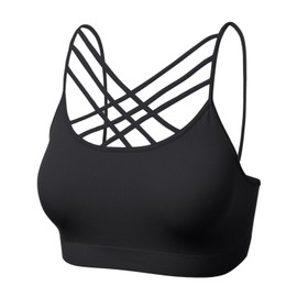 brasier deportivo para mujer, tirantes cruzados, bandeau, camisolas sin varillas, bralette, 102-negro-4, 2G-3G