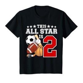 2 Year Old Sports Star Birthday Party All Sport 2nd Gift T-Shirt