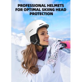 InnerKing Ski Helmet, Lightweight Adult Snowboard Helmet with Sturdy PC Shell & Shock-Absorbing EPS Foam & Soft Lining, Adjustable Snow Sport Helmets 10 Vents Men/Women - White