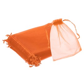 sourcing map 25pcs Organza Bags 15x20cm Drawstring Favor Pouches Sheer Mesh Bag for Gift Jewelry Wedding Party Christmas Candy Orange