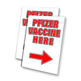 Vaccine Here Right Arrow (24" x 36") 4Mm Corrugated Plastic Panel, Graphics Applied to 1 Side (Pk of 2) |Virus, Pandemic, Medical