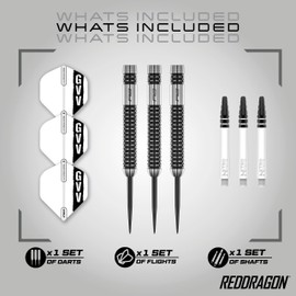 RED DRAGON Gian Van Veen Axis SE 23 Gram Premium Tungsten Steeltip Darts Set with Flights and Stems