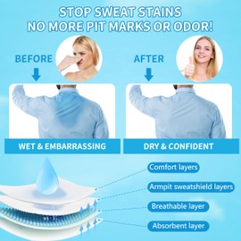 Collar Sweat Pads for Women & Men [50Pcs] – Disposable Shirt Neck Protectors, Extra Adhesive, Hyperhidrosis Protection, Non Visible & Comfortable (1 Pack)