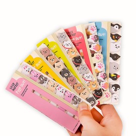 Moin Moin Sticky Notes, Memo Stickers, Hi! Animals, Large Assembly, 8 Types x 120 Sheets Set (Cat Hand, Rabbit, Dog, Lamb, Panda, Bear, Sea Creature, Cat)