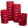 Hudson Exchange Premium 5 Gallon Bucket, HDPE (Red, 12 Pack)