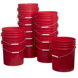 Hudson Exchange Premium 5 Gallon Bucket, HDPE (Red, 12 Pack)