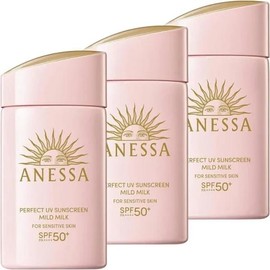 bundle Anessa perfect UV sunscreen mild milk SPF50+/PA++++ 60mL / 2oz  each -- for set - Specification: pink set (mild/sensitive) x2