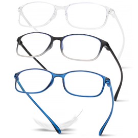 AQWANO Reading Glasses Men Women Computer Blue Light Blocking, 3 Pack Lightweight TR90 Flexible Frame Comfort Durable Readers Glasses, No Rubber 2.25