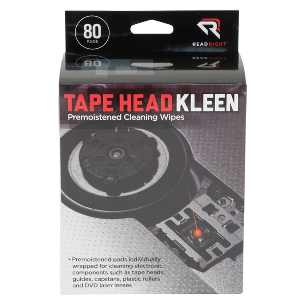 Read Right Tape Head Kleen Cleaning Pads, 80 Pads per Box (RR1301)