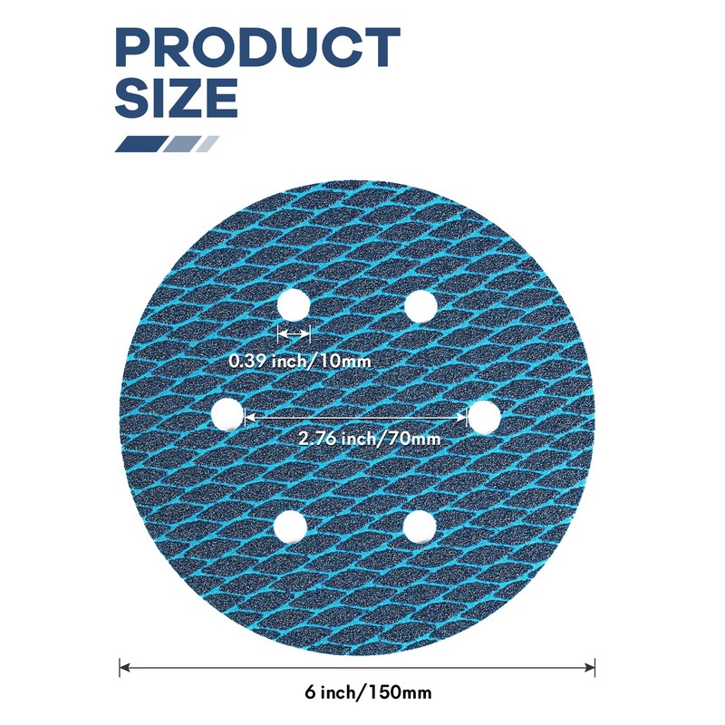 150mm Sandpaper Sander Discs 60 Grit, 6Inch 6 Holes Diamond