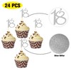 Sumerk 24PCS 18 Cupcake toppers Silver Glitter 18th Birthday Cupcake