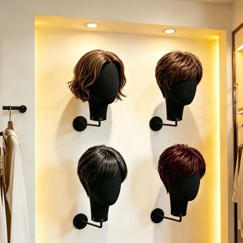21in Wig Head Wall Mount Mannequin Head for Caps,Canvas Hat