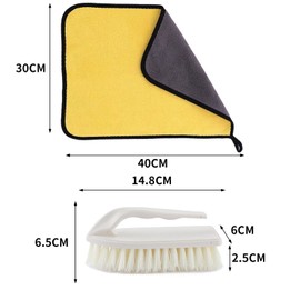 1 Microfiber Cleaning Cloth, 1 Convertible Soft Top Cleaning Brush, Super Absorbent Microfiber Polishing Cloth Double Thickened And Car Cleaning Brush for All Kinds of Washing, Drying, Detailing