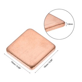 sourcing map Flat IC Chipset Thermal Copper Heatsink for CPU GPU RAM 15 x 15 x 1.8 mm Pack of 20