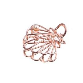 Numblartd Vintage Hollow Metal Alloy Shell Shape Hair Claw Jaw Clips with Man-made Pearl for Thick Hair - Fashion Hair Clamp Hairpin Hair Accessories Ponytail Holder for Women and Girls (Rose gold)