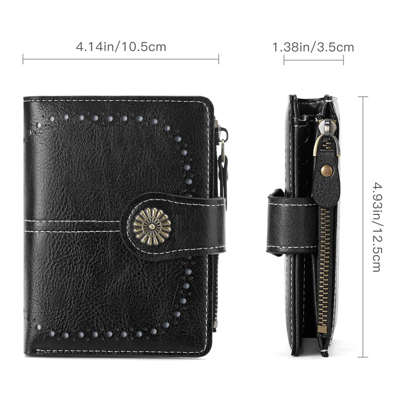 LEEXTON Small Women Wallet Leather RFID Blocking Card Holder Bifold