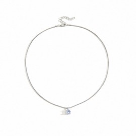 Inateannal Cubic Zirconia Pendant Necklace Silver Box Chain Necklace Geometric Crystal Neck Chain Jewelriy for Women and Girls