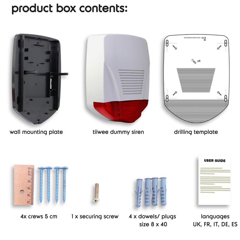tiiwee Dummy Attrappe Outdoor Sirene - Einbruchschutz - Groß