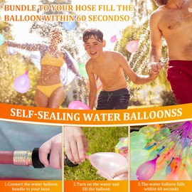 Pack of 555 Water Bombs Self-Closing, Reusable Water Bombs with 4 Tap Connections, Quick Fill Water Balloons, Colourful Water Balloons, Water Balloons for Beaches, Pool Parties, Beaches