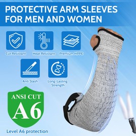 iyouthlife Cut Resistant Arm Sleeves for Men & Women, Arm Protectors for Thin Skin and Bruising, Protection Gardening Sleeves for Farming, Yard, Kitchen, Arm Guards for Biting, Pet Grooming, Grey