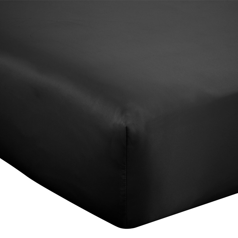 Catherine Lansfield Silky Soft Satin Double Fitted Sheet Black