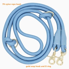 Multifunctional Hands Free Dog Leash Crossbody 7FT, Nylon Rope Leash Hands Free, Waist Dog Walking Leash for All Breeds (7FT * 10MM, Air Blue)