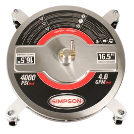 Simpson Cleaning Universal 16.5" Pressure Washer Surface Cleaner, Stainless Steel, for Gas and Electric, Cold Water, 1/4" Quick Connection, Max of 4000 PSI, 80625