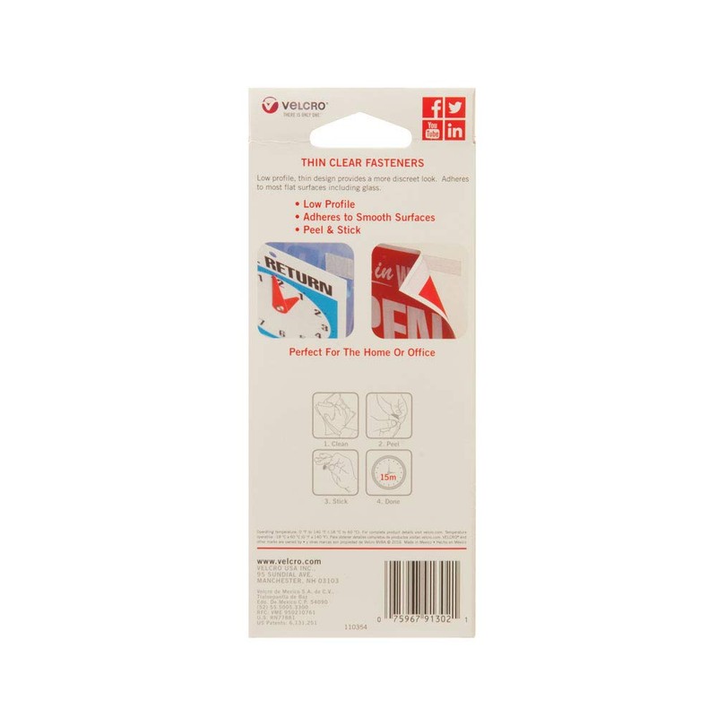 VELCRO Brand - 91302 Thin Clear Dots with Adhesive |